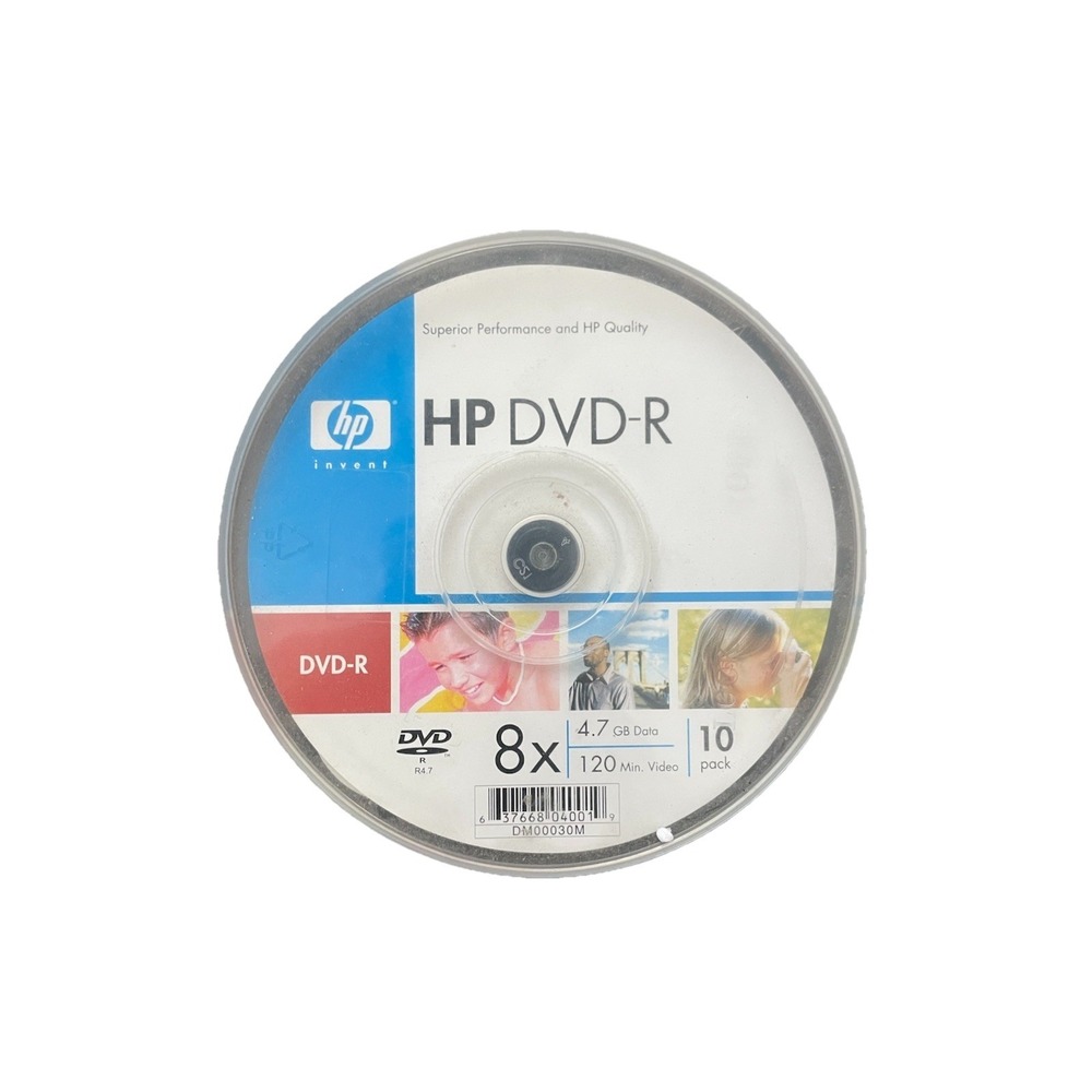 HP DVD-R (10) Pack Spindle 4.7 GB 8x 120 Min. DVD‎ -R 4.7gb Open Box Not Used